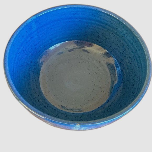 Large Blue Glazed Salad Bowl Pottery - Picture 1 of 15